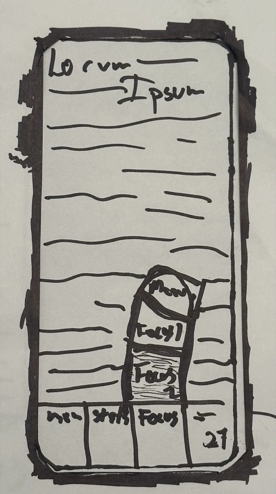 Paper phone screen with a small stack of Focus levels rising from the Focus button