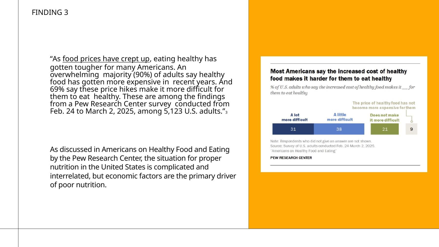 Report slide about healthy food cost as a barrier in food insecurity research